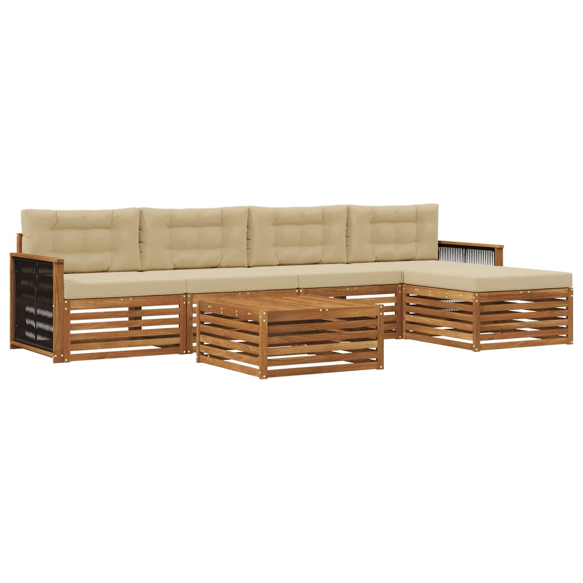Set vanjskih sofa 6 kom. Prirodna i bež