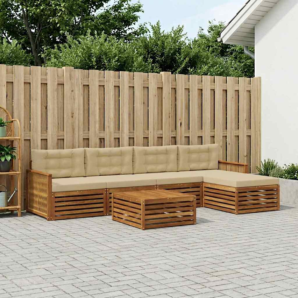 Set vanjskih sofa 6 kom. Prirodna i bež