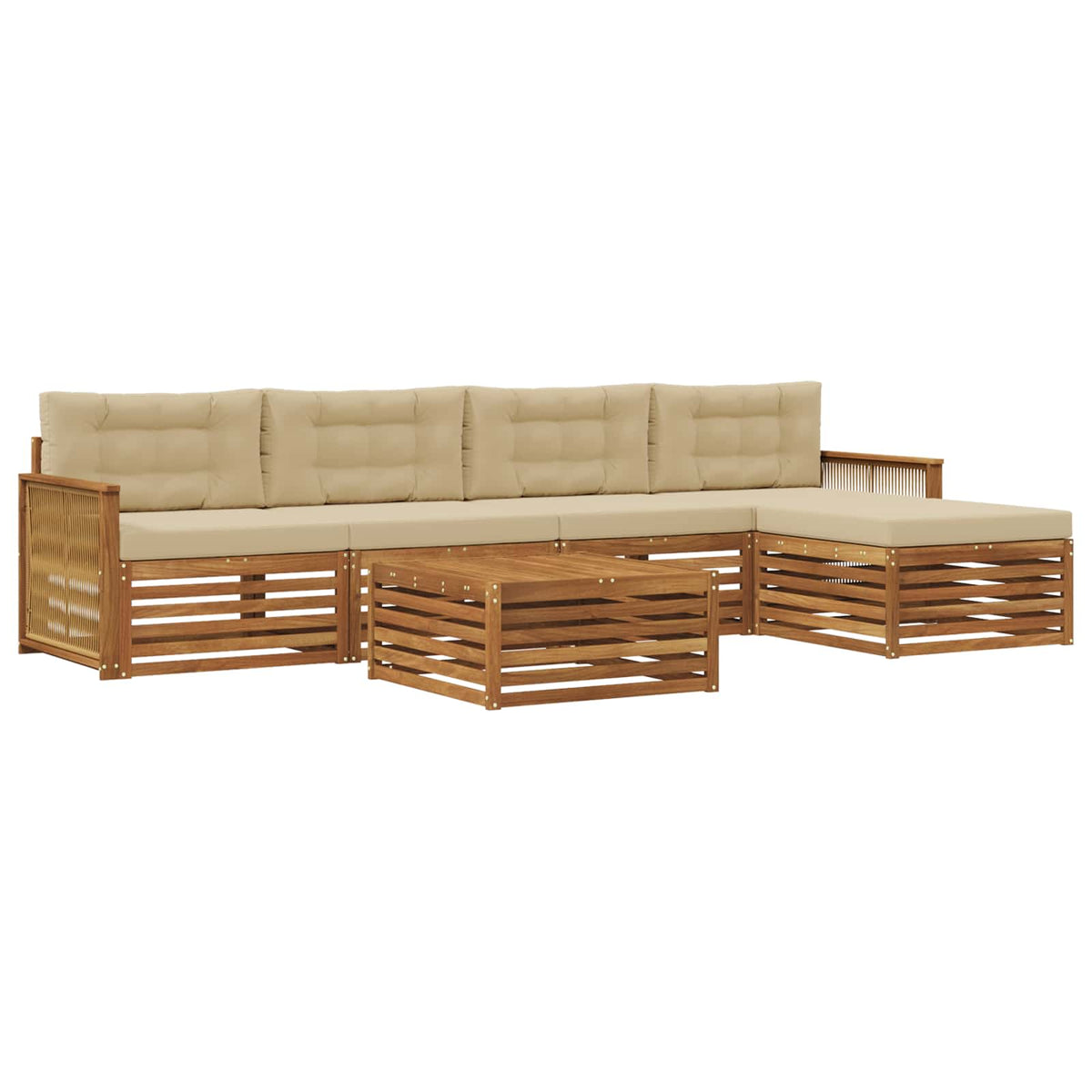 Set vanjskih sofa 6 kom. Prirodna i bež