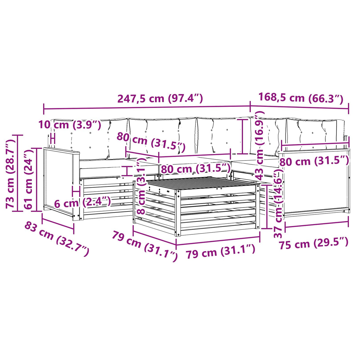 Set vanjskih sofa 5 kom. Prirodna i svjetlosiva
