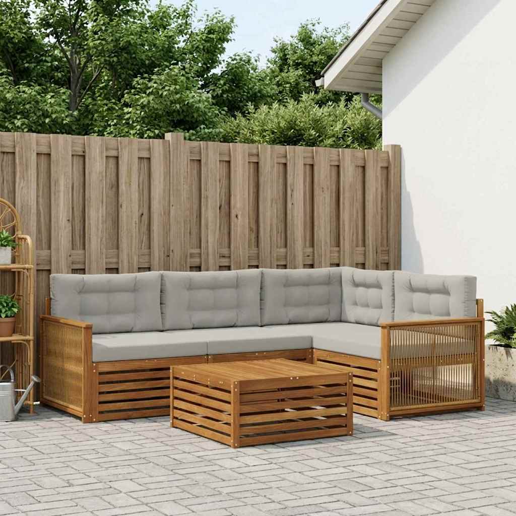 Set vanjskih sofa 5 kom. Prirodna i svjetlosiva