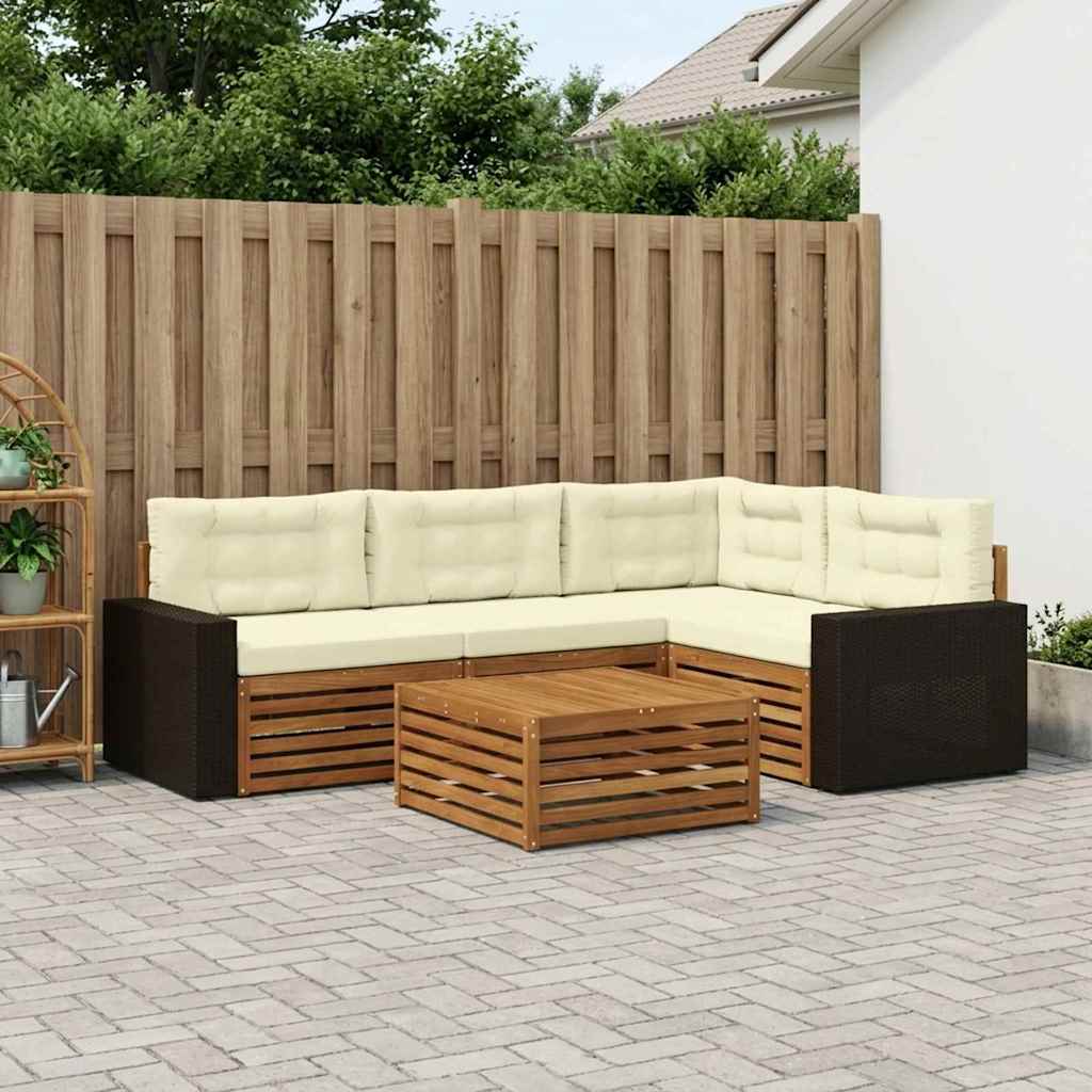 Set vanjskih sofa 5 pcs Prirodna i krem 79 x 79 x 37 cm