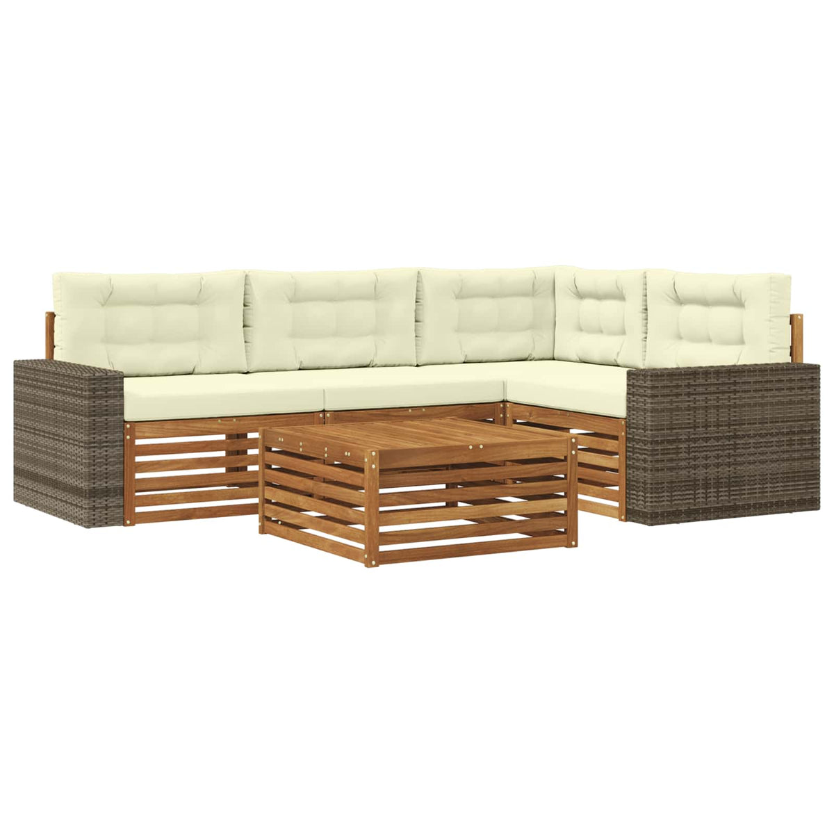 Set vanjskih sofa 5 kom. Prirodna i krem Poliester
