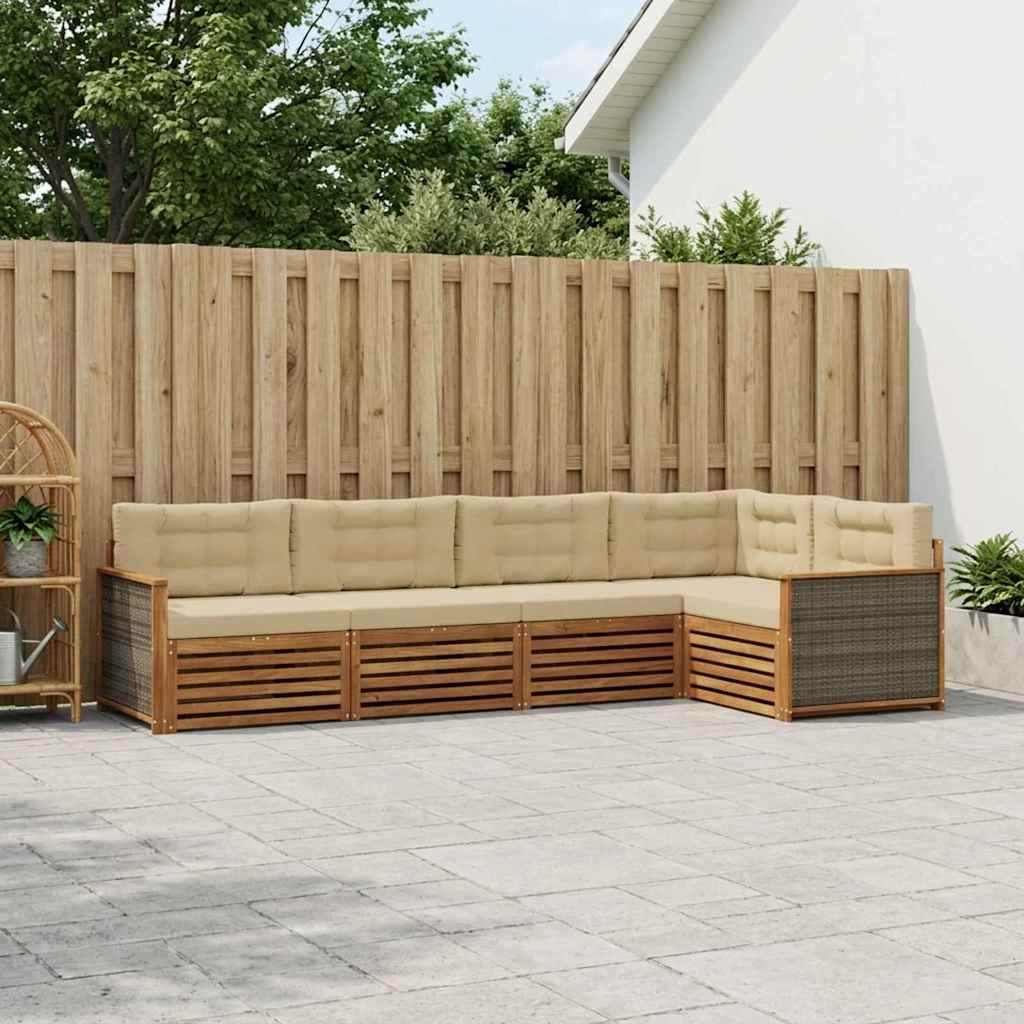 Set vanjskih sofa s jastukom 5 pcs Prirodna i bež