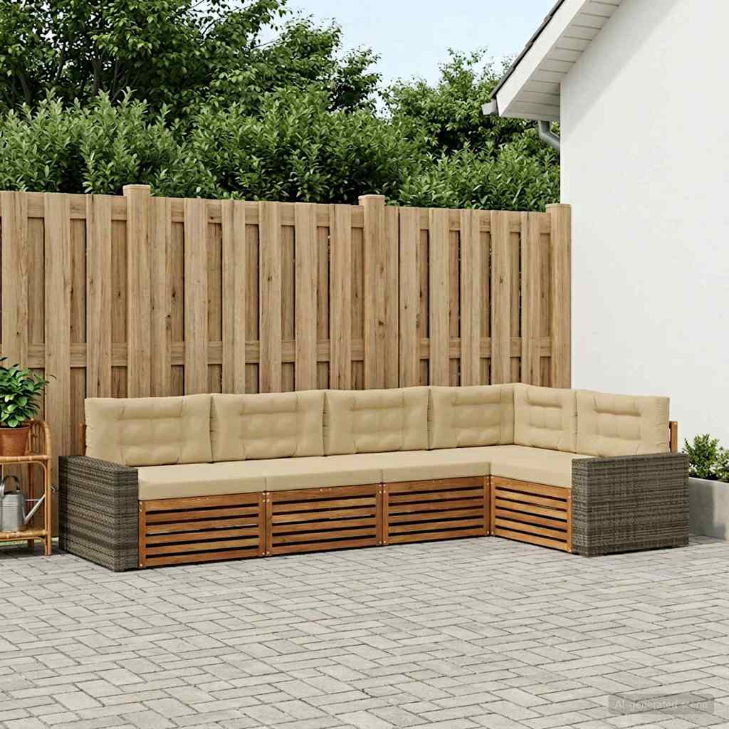 Set vanjskih sofa 5 pcs Prirodna i bež 331 x 172,5 x 73 cm