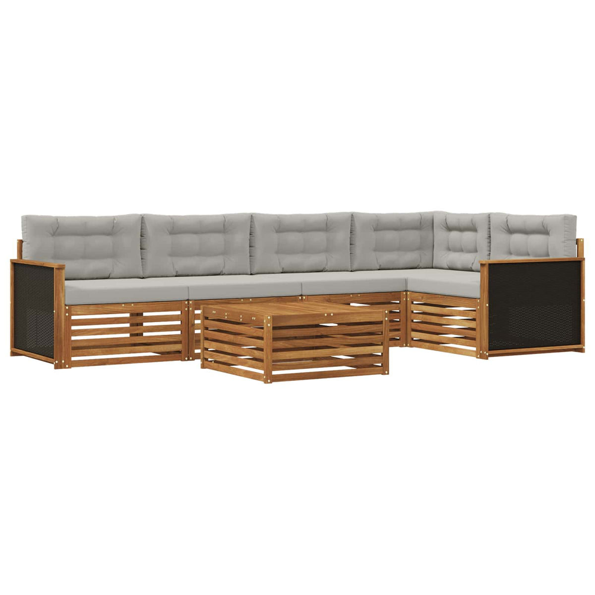 Set vanjskih sofa 6 kom. Prirodna i svjetlosiva Poliester