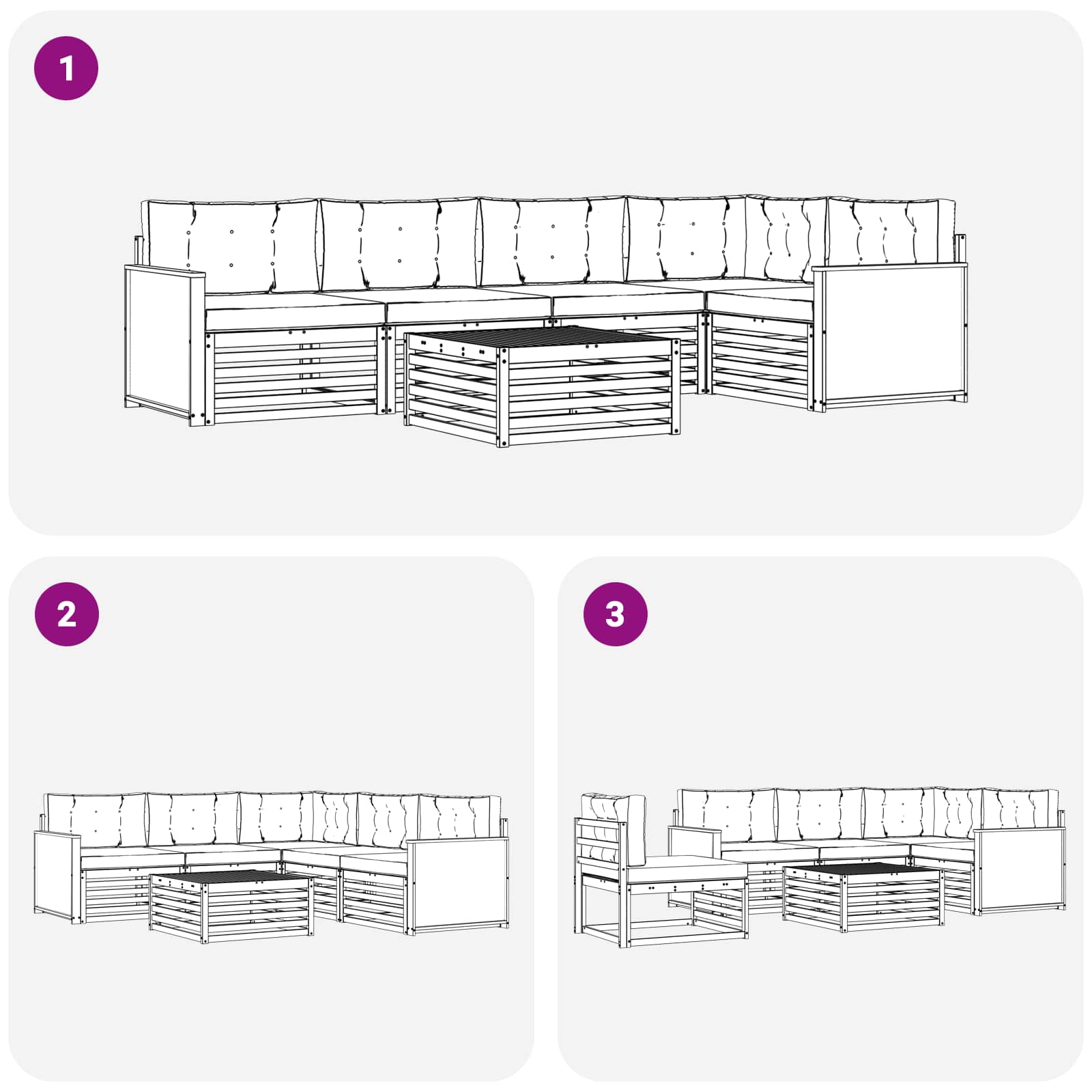 Set vanjskih sofa 6 pcs Prirodna i bež 79 x 79 x 37 cm