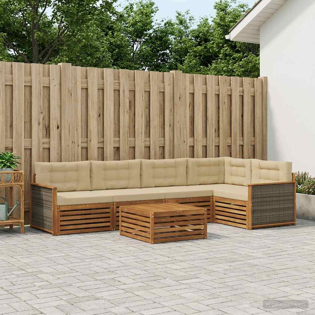 Set vanjskih sofa 6 kom. Prirodna i bež