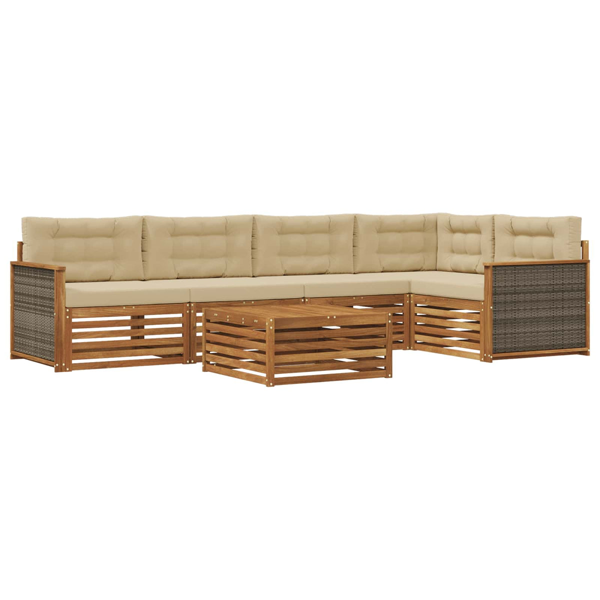 Set vanjskih sofa 6 kom. Prirodna i bež