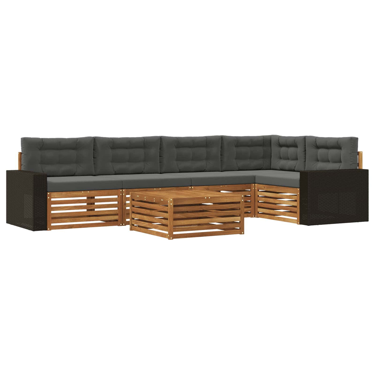 Set vanjskih sofa 6 kom. Prirodna i antracit Poliester