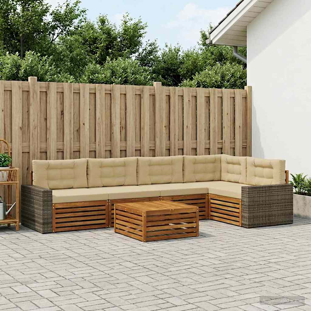 Set vanjskih sofa 6 pcs Prirodna i bež 79 x 79 x 37 cm