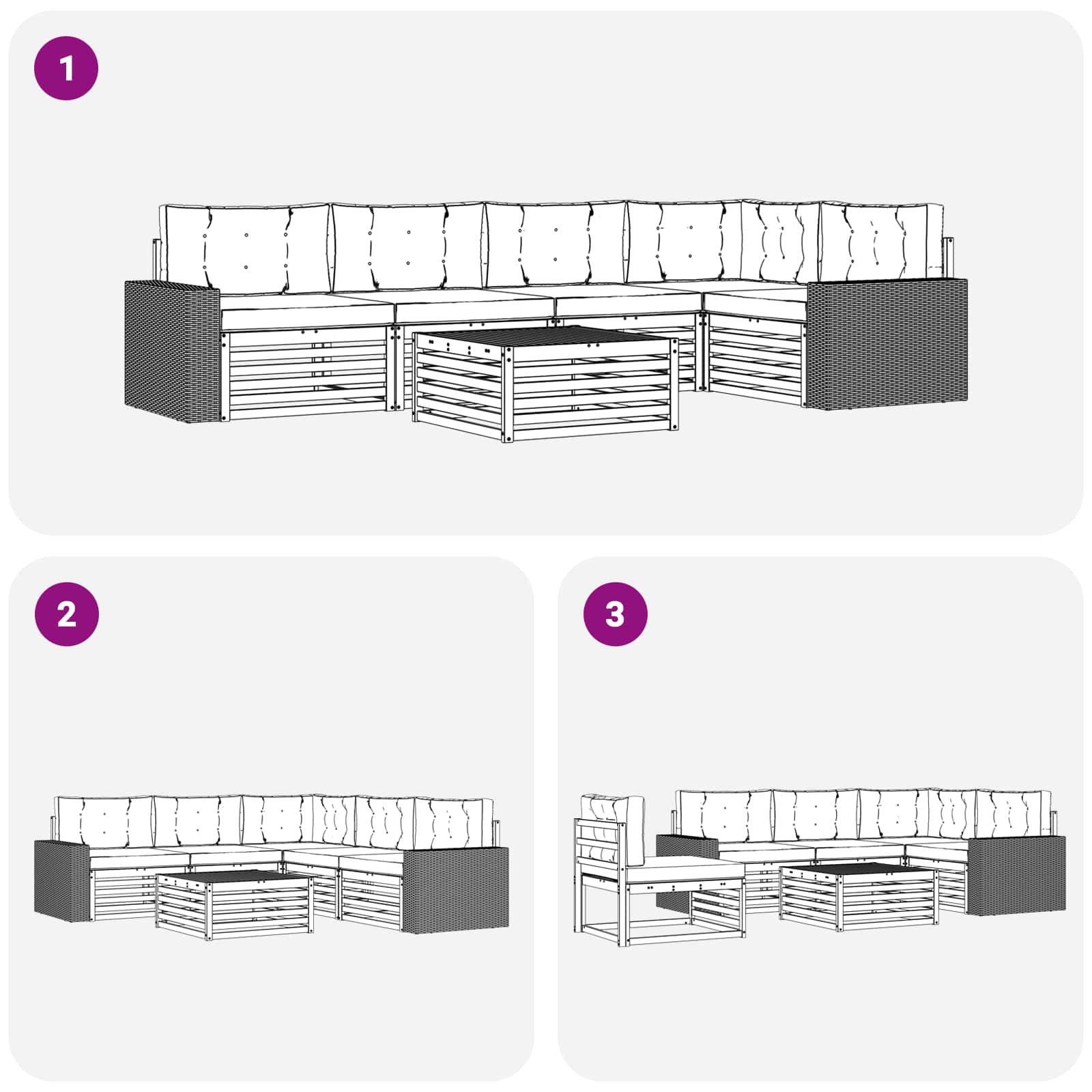 Set vanjskih sofa 6 pcs Prirodna i bež 79 x 79 x 37 cm