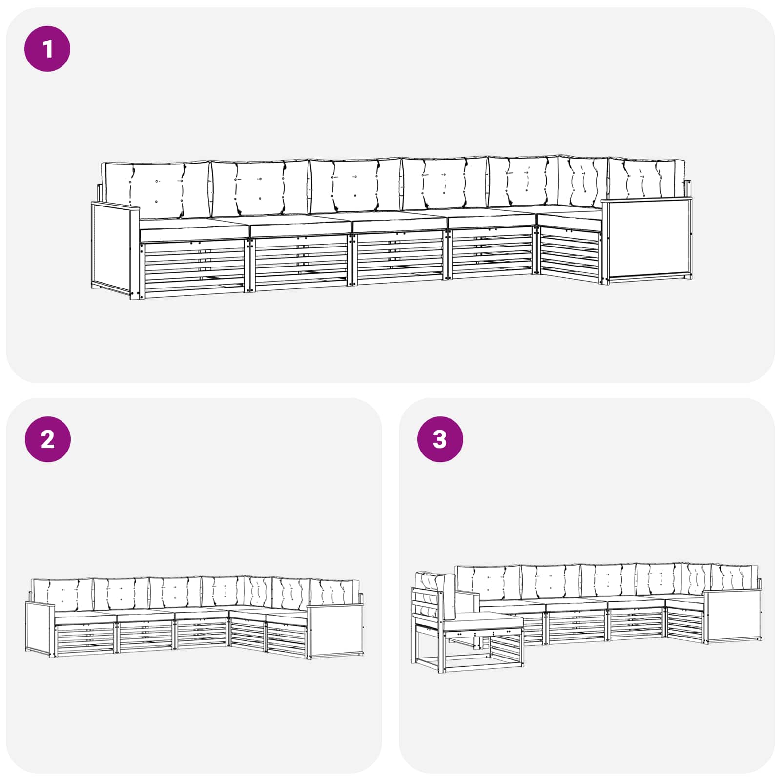 Set vanjskih sofa 6 pcs Prirodna i krem 406 x 168,5 x 73 cm