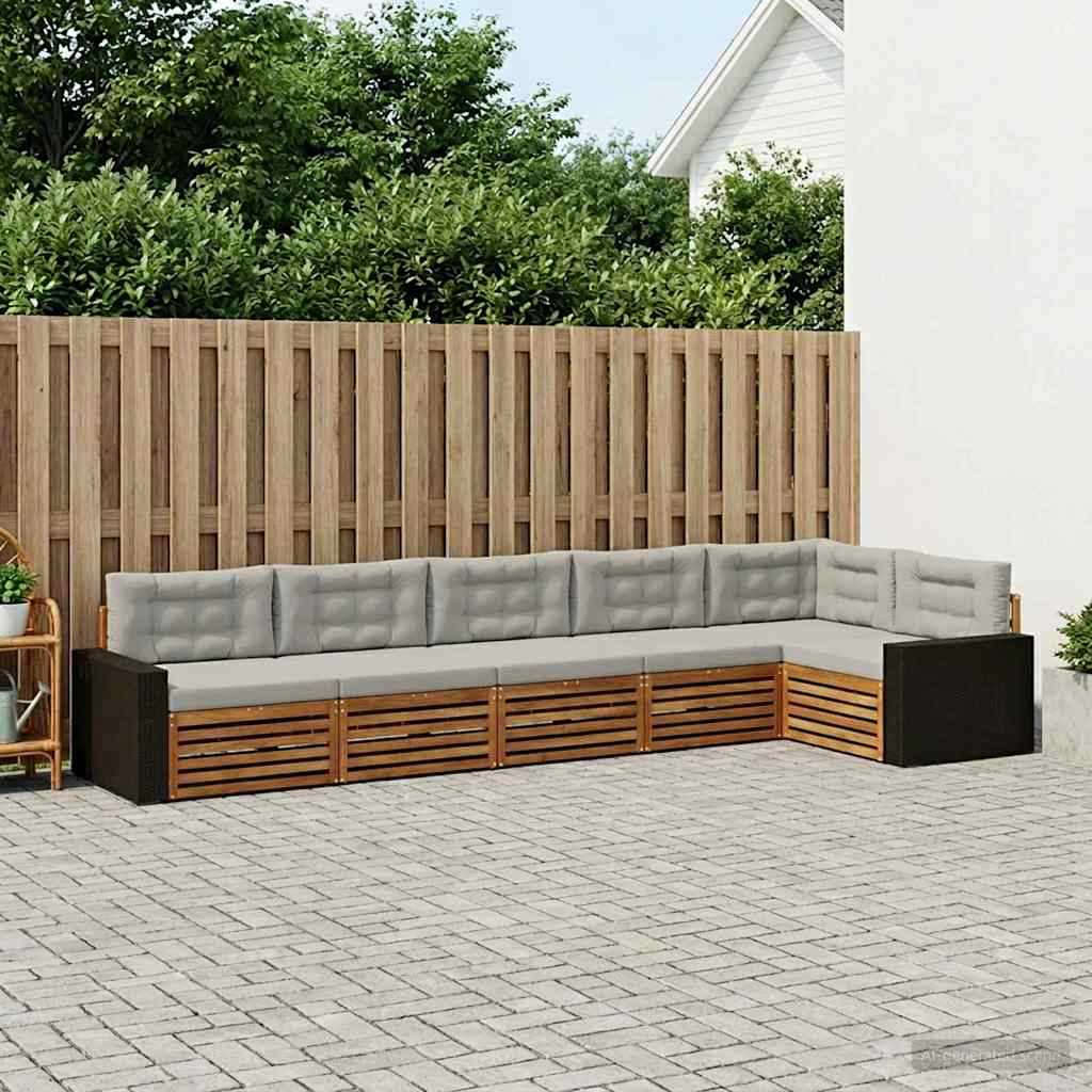 Set vanjskih sofa 6 kom. Prirodna i svjetlosiva Poliester