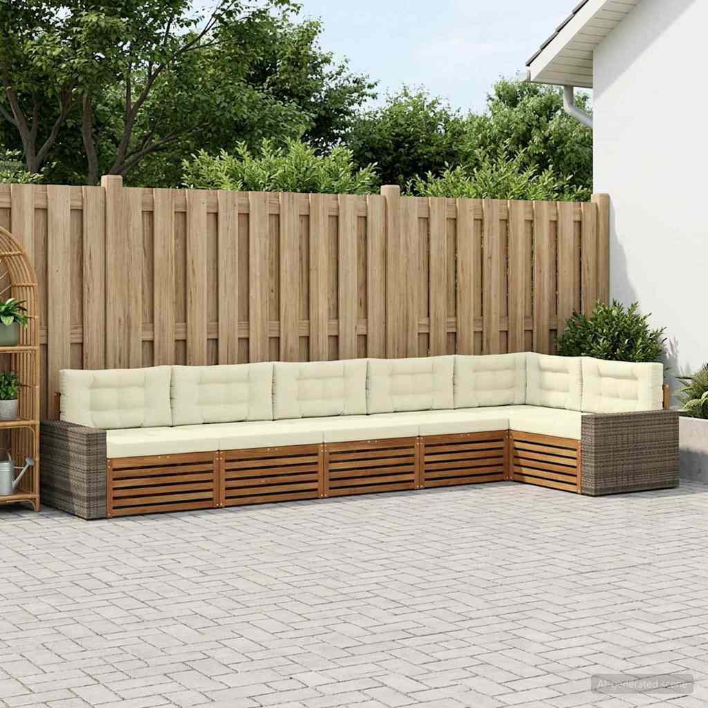 Set vanjskih sofa 6 pcs Prirodna i krem 402 x 172,5 x 73 cm