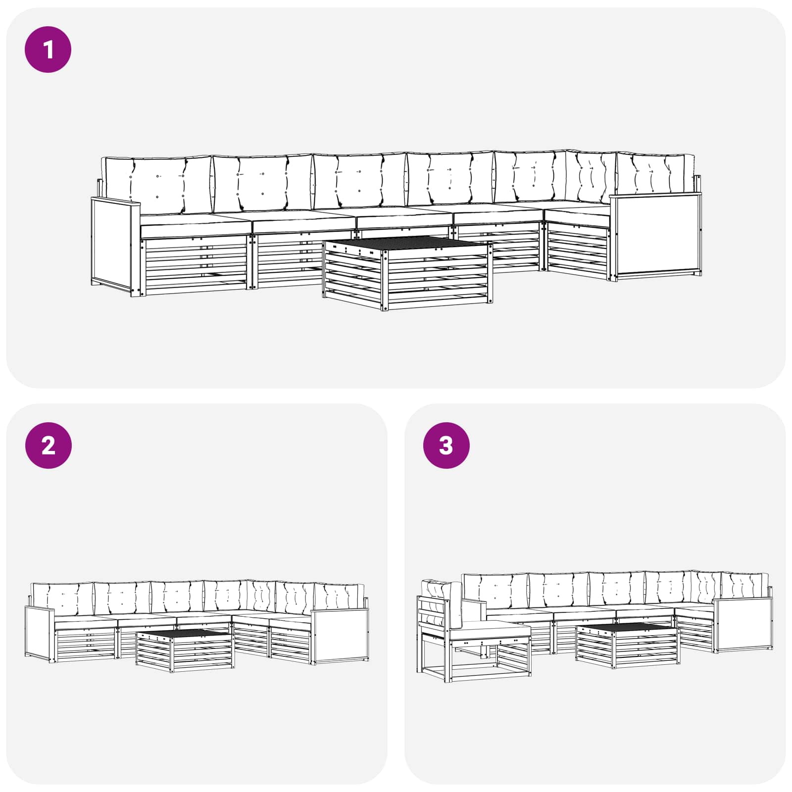 Set vanjskih sofa 7 kom. Prirodna i krem