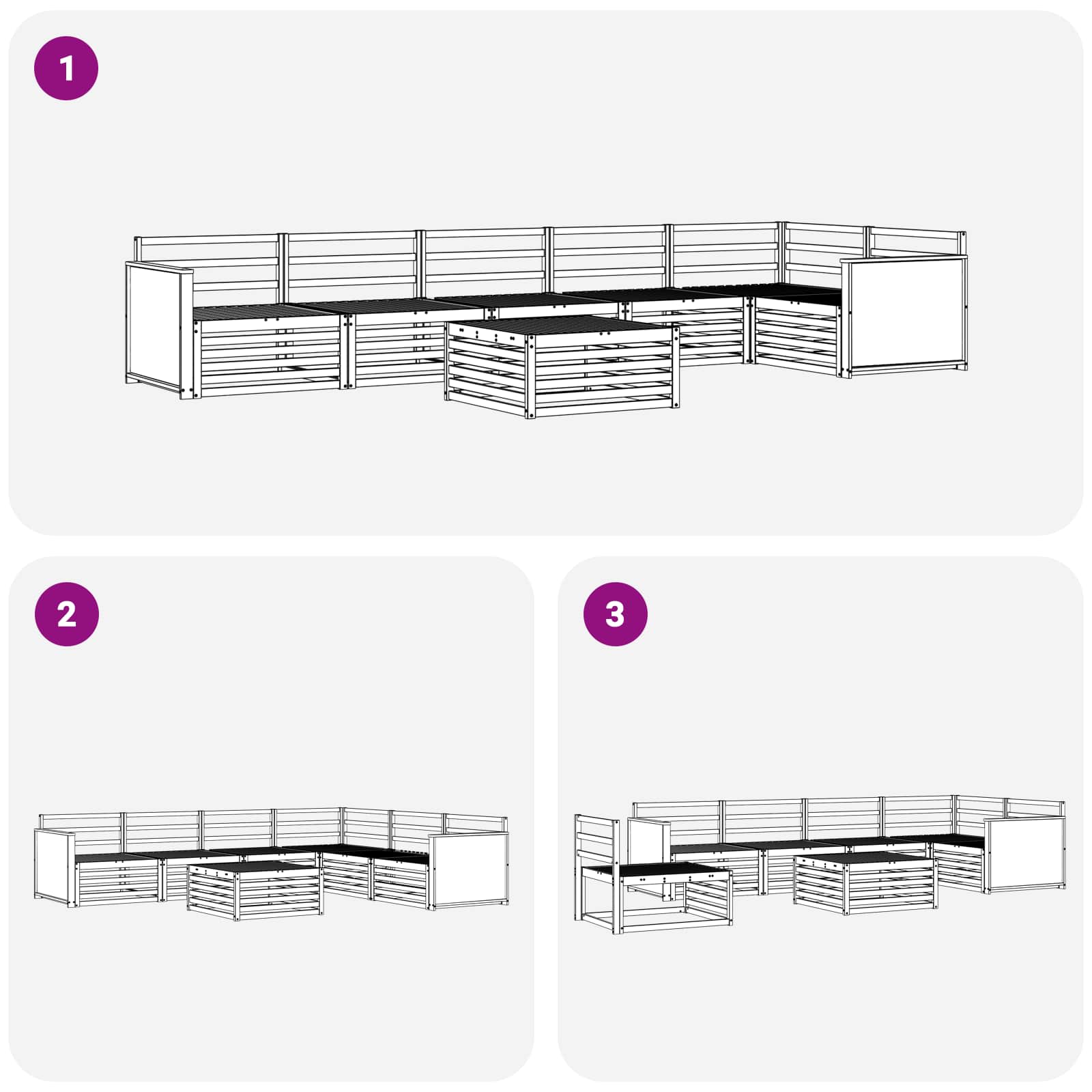 Set vanjskih sofa 7 kom. Prirodna Čvrsto drvo akacije