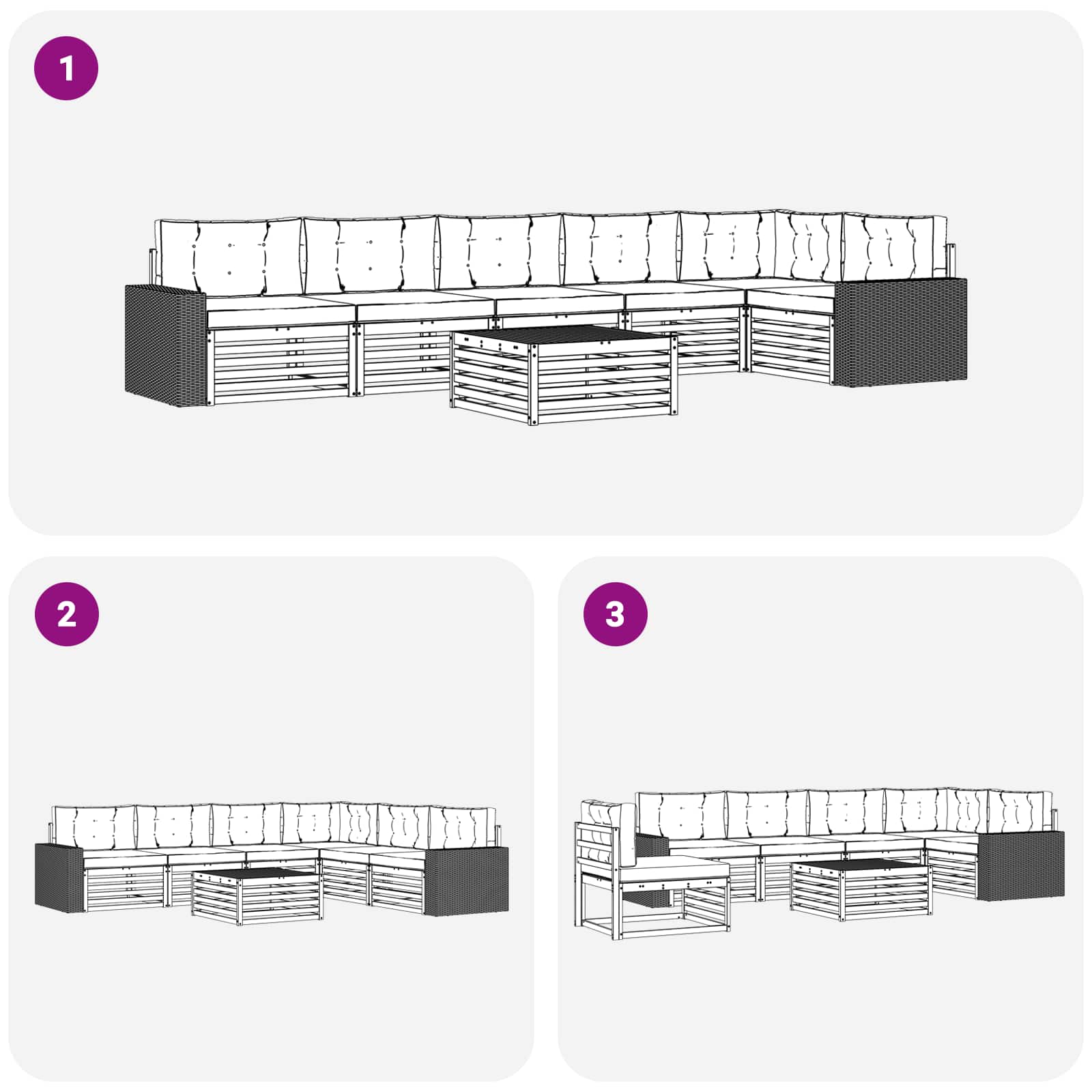 Set vanjskih sofa 7 pcs Prirodna i svjetlosiva Poliester