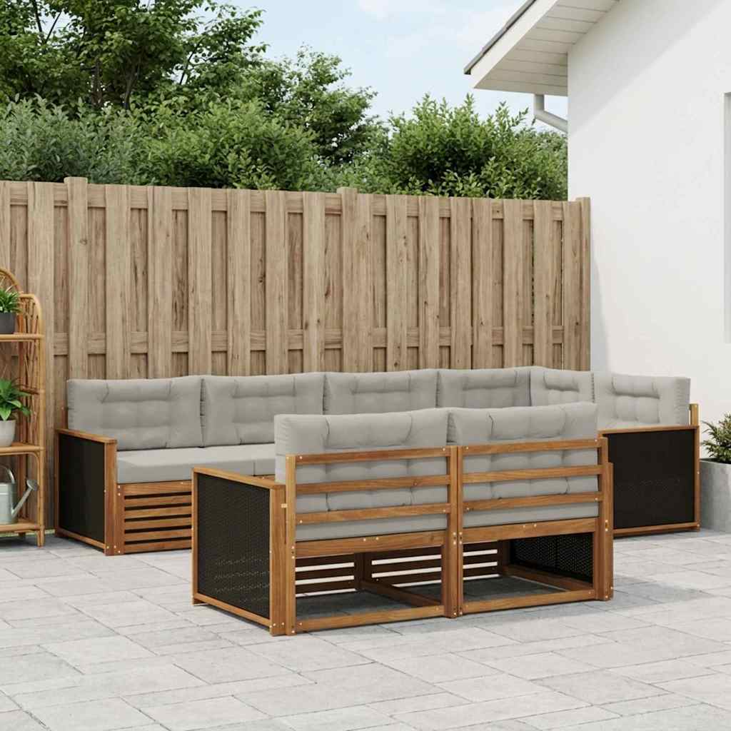 Set vanjskih sofa s jastukom 7 pcs Prirodna i svjetlosiva