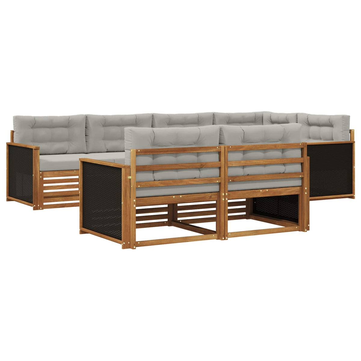 Set vanjskih sofa s jastukom 7 pcs Prirodna i svjetlosiva