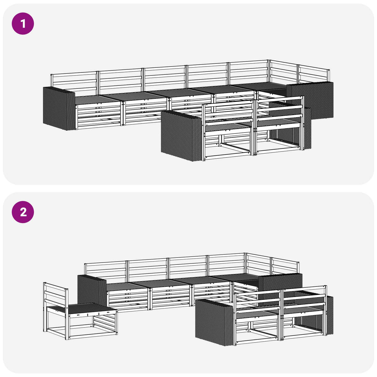 Set vanjskih sofa 8 kom. Prirodna