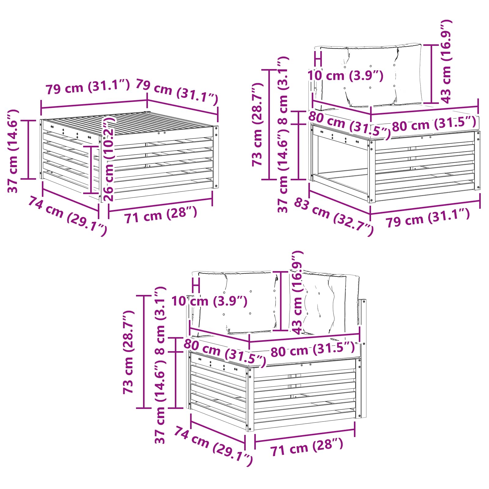 Set vanjskih sofa 9 kom.