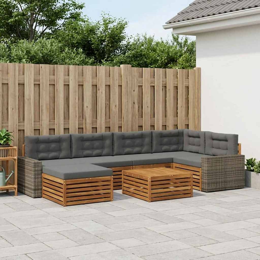 Set vanjskih sofa 7 kom. Prirodna i antracit