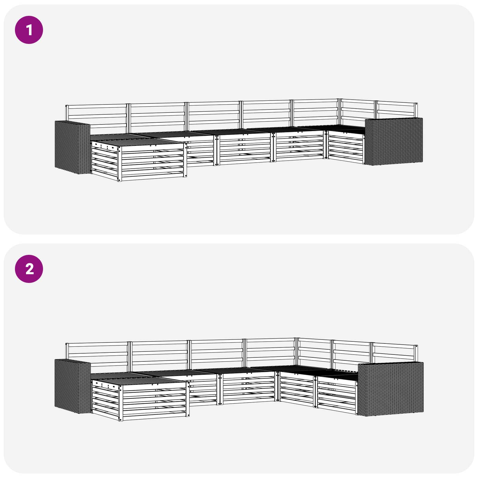 Set vanjskih sofa 7 kom. Prirodna