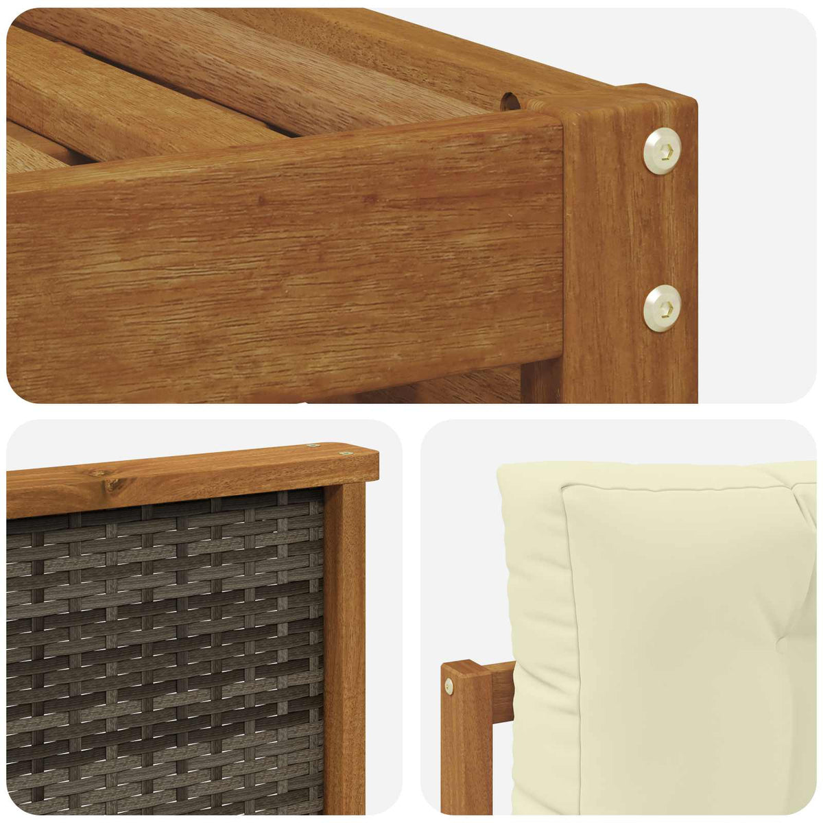 Set vanjskih sofa 6 kom. Čvrsto drvo akacije
