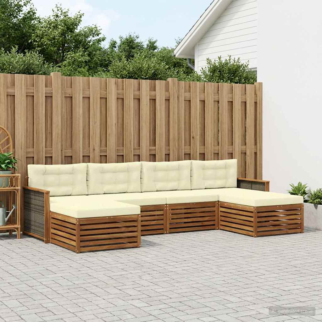 Setovi sofa s jastukom 6 pcs Čvrsto drvo akacije