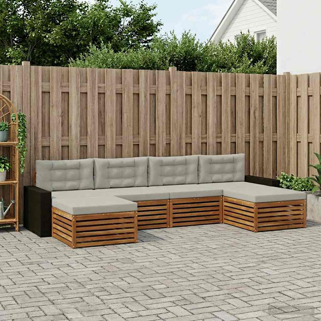 Setovi sofa s jastukom 6 pcs Čvrsto drvo akacije