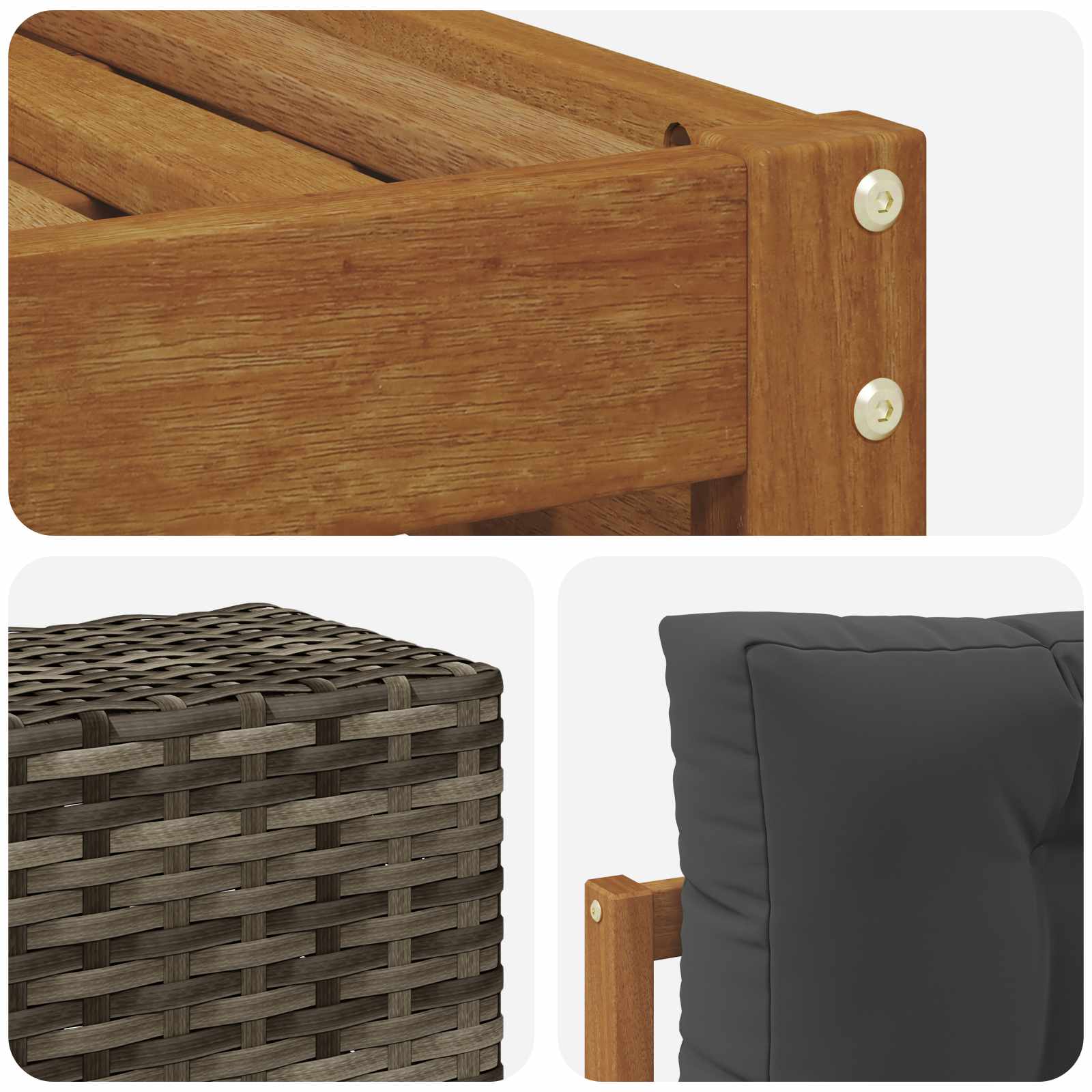 Set vanjskih sofa 6 kom. Čvrsto drvo akacije