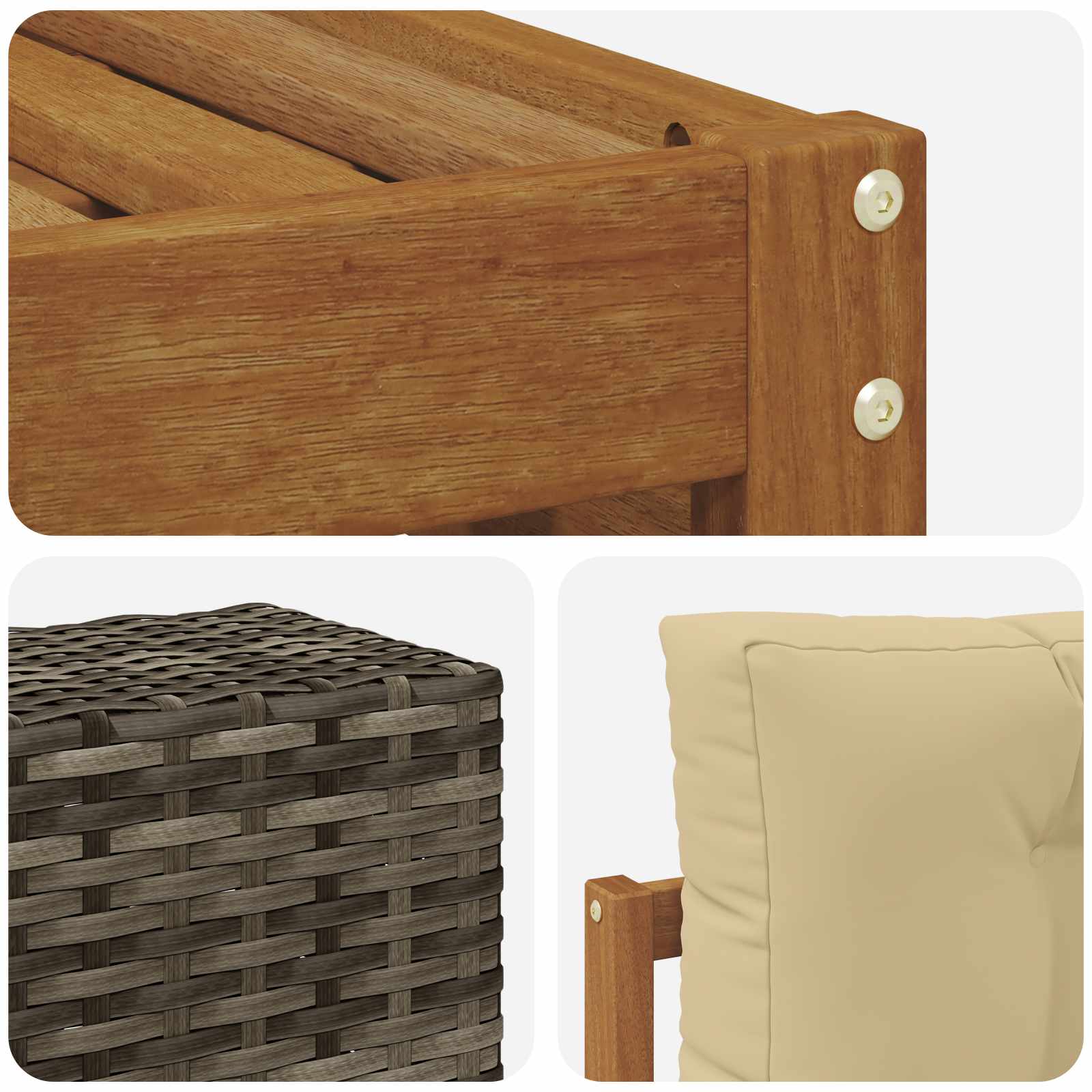 Set vanjskih sofa 6 kom. Čvrsto drvo akacije