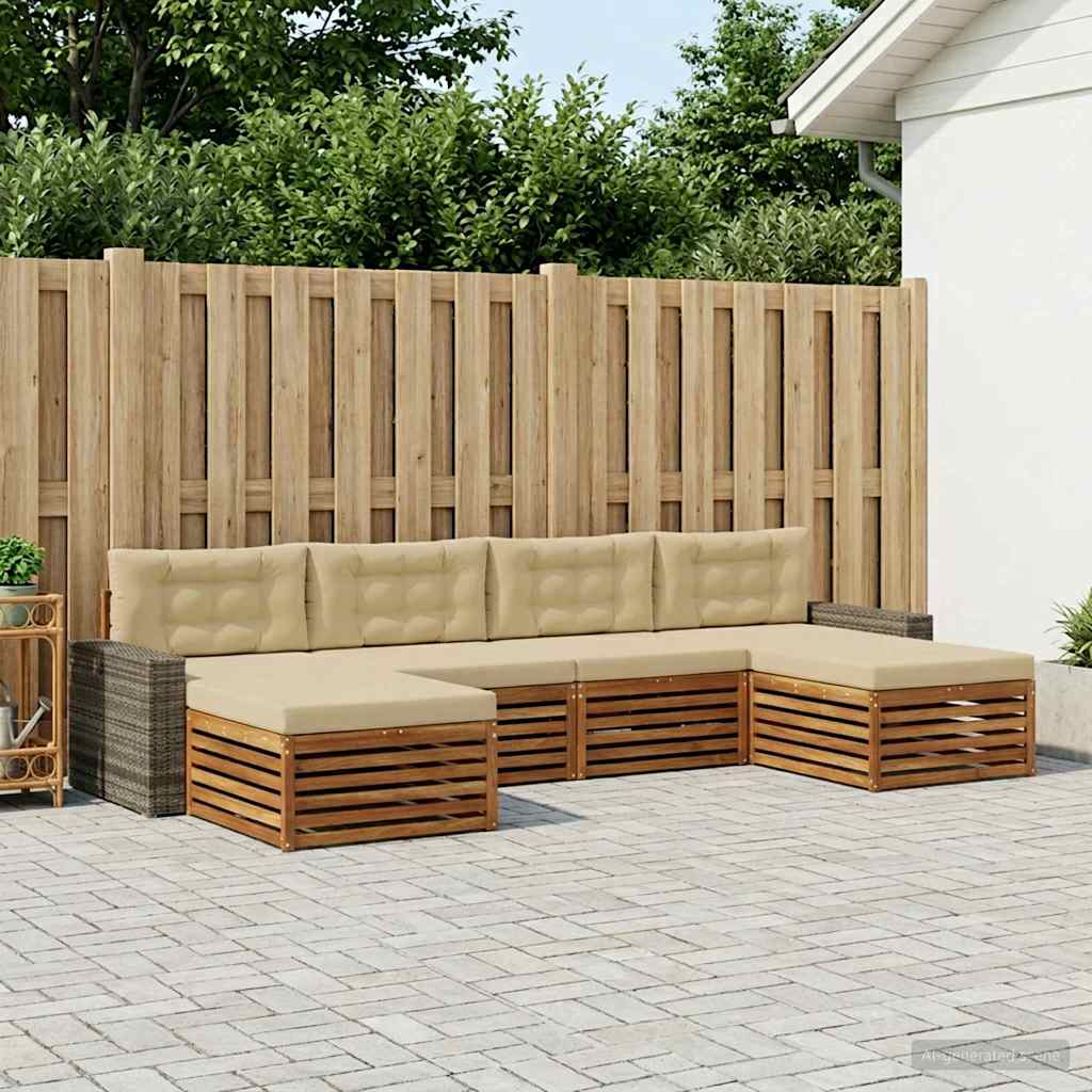 Set vanjskih sofa 6 kom. Čvrsto drvo akacije