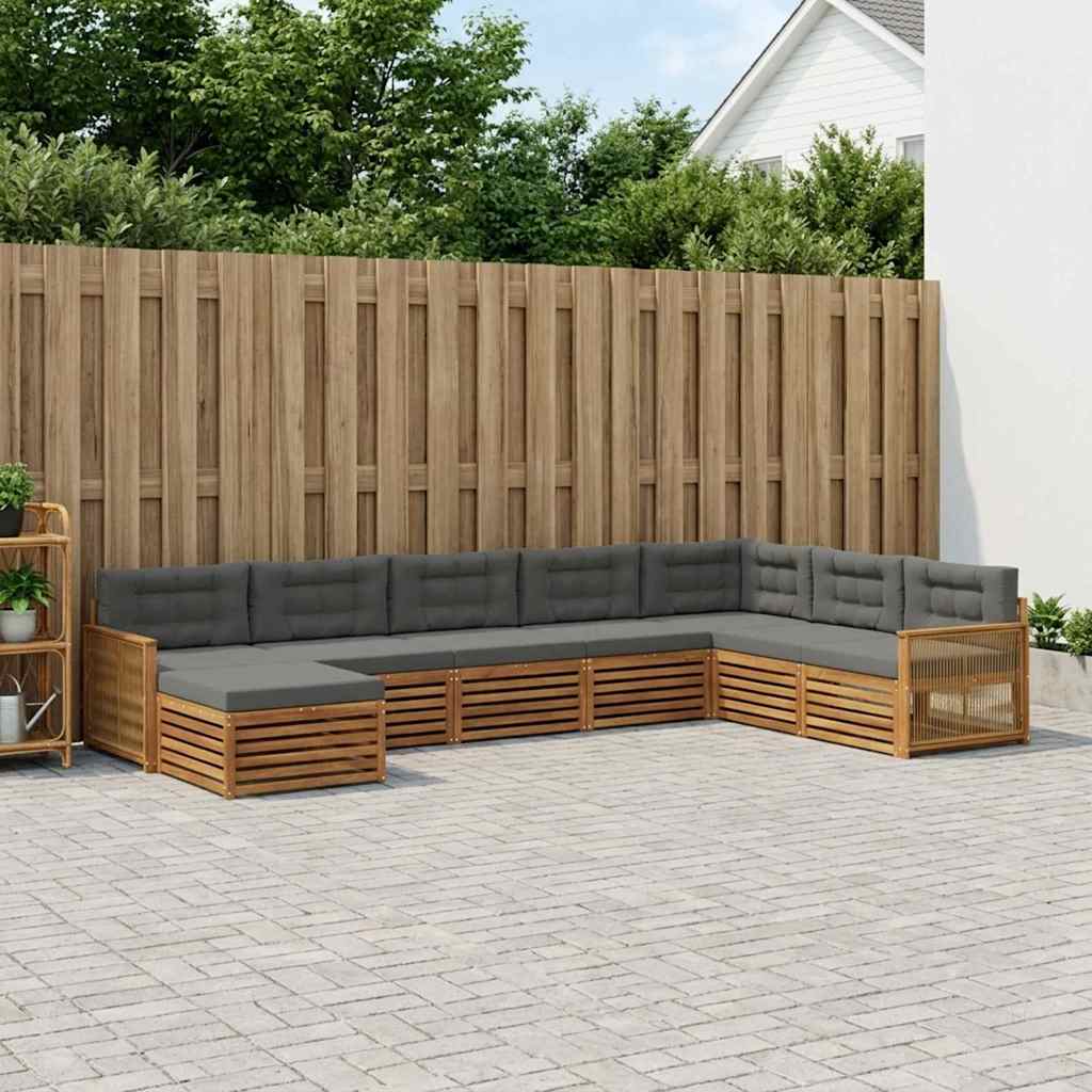 Set vanjskih sofa 8 kom. Prirodna i antracit