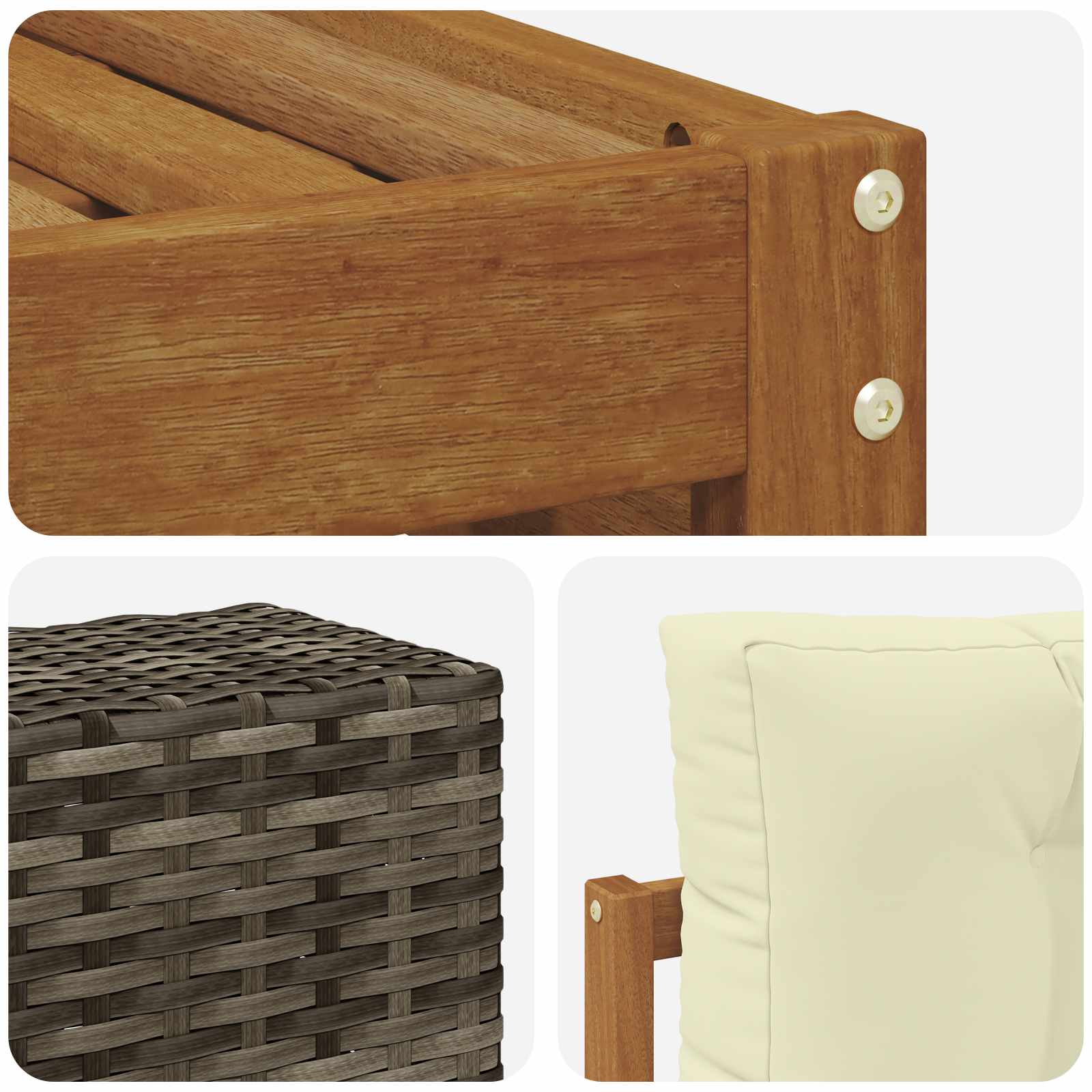 Set vanjskih sofa 8 kom. Prirodna i krem Čvrsto drvo akacije