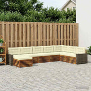 Set vanjskih sofa 8 kom. Prirodna i krem Čvrsto drvo akacije