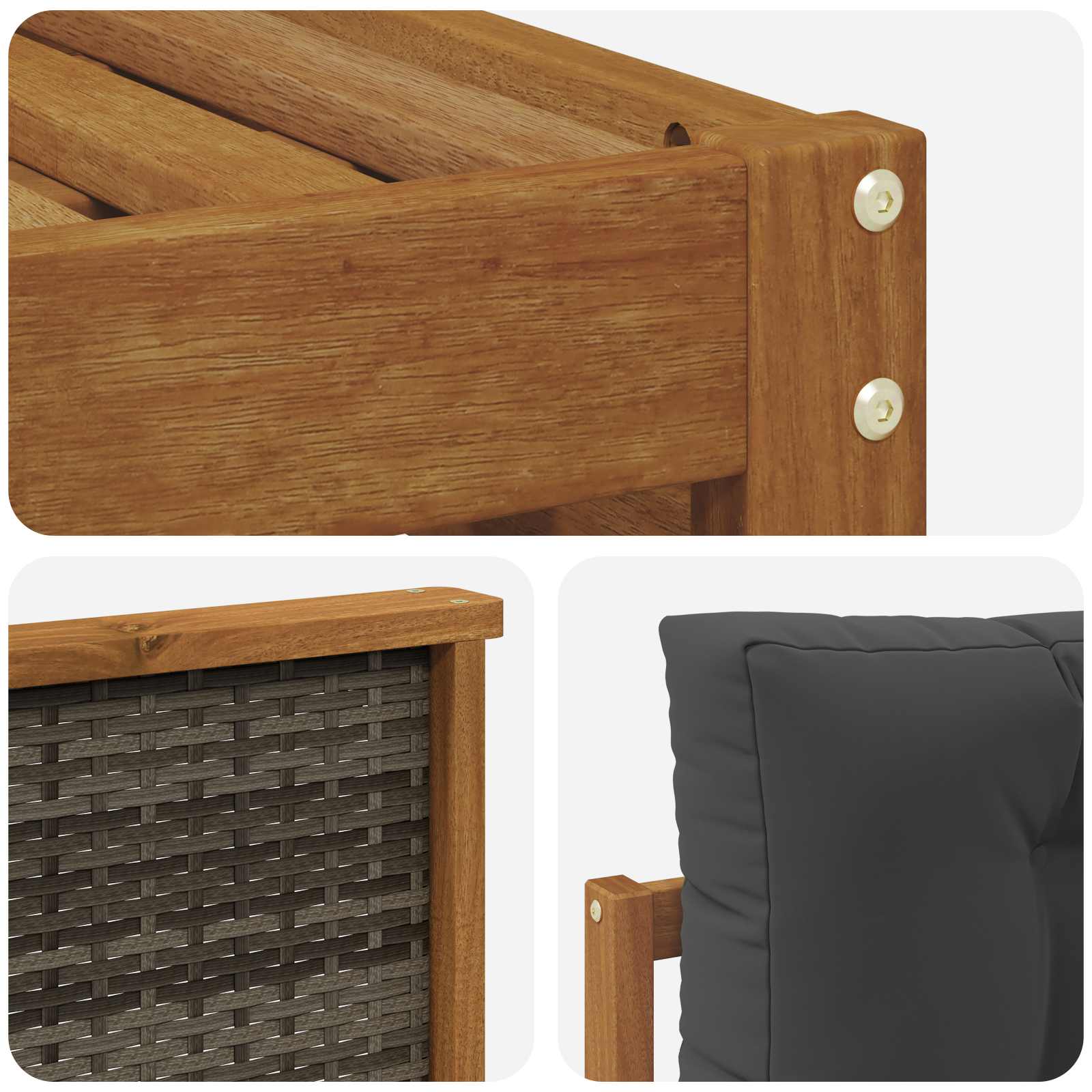 Set vanjskih sofa 9 pcs Prirodna i antracit Čvrsto drvo akacije