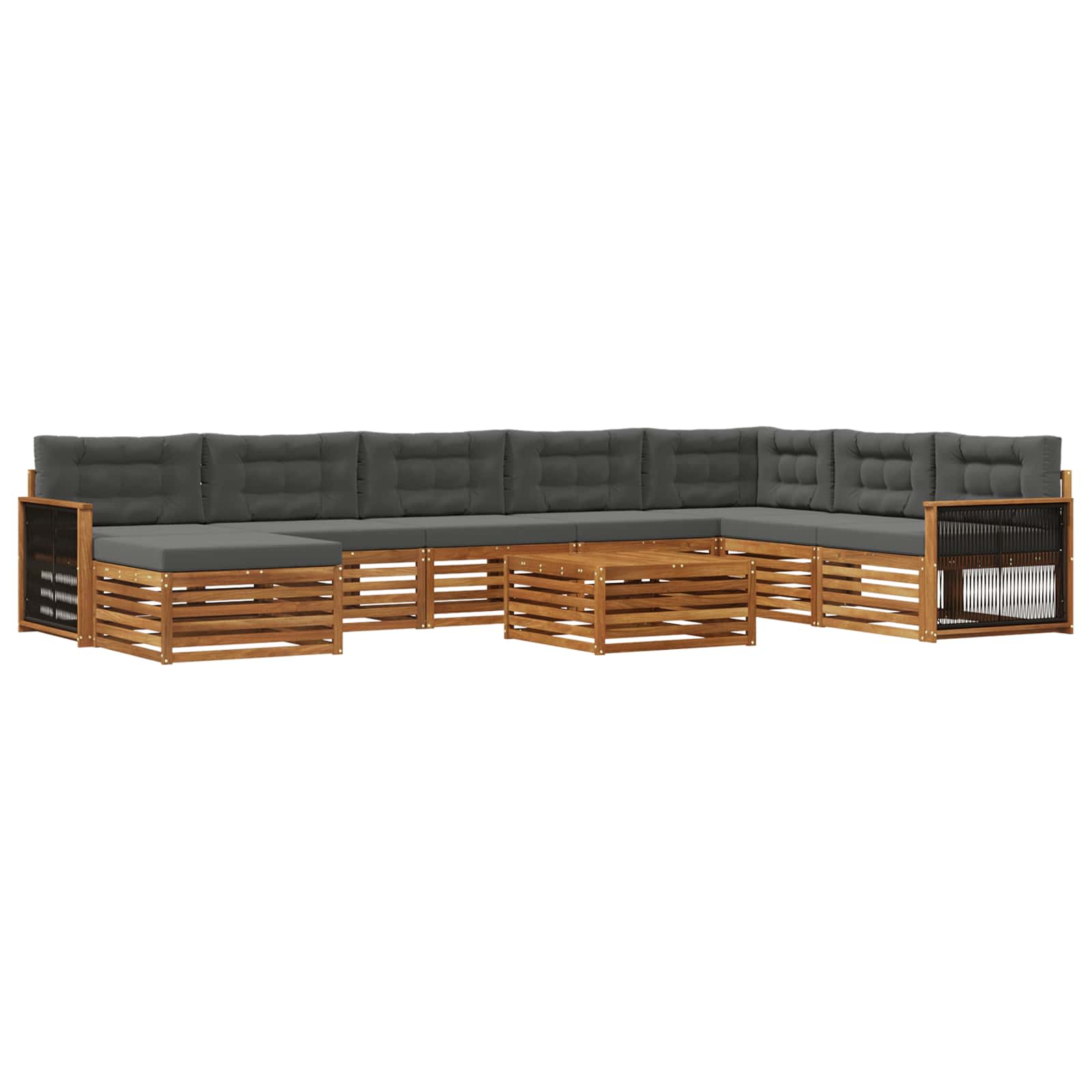 Set vanjskih sofa 9 pcs Prirodna i antracit Čvrsto drvo akacije
