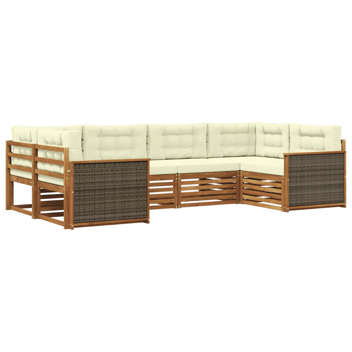Set vanjskih sofa 6 kom. Prirodna i krem Čvrsto drvo akacije