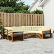 Set vanjskih sofa 6 kom. Prirodna i krem Čvrsto drvo akacije
