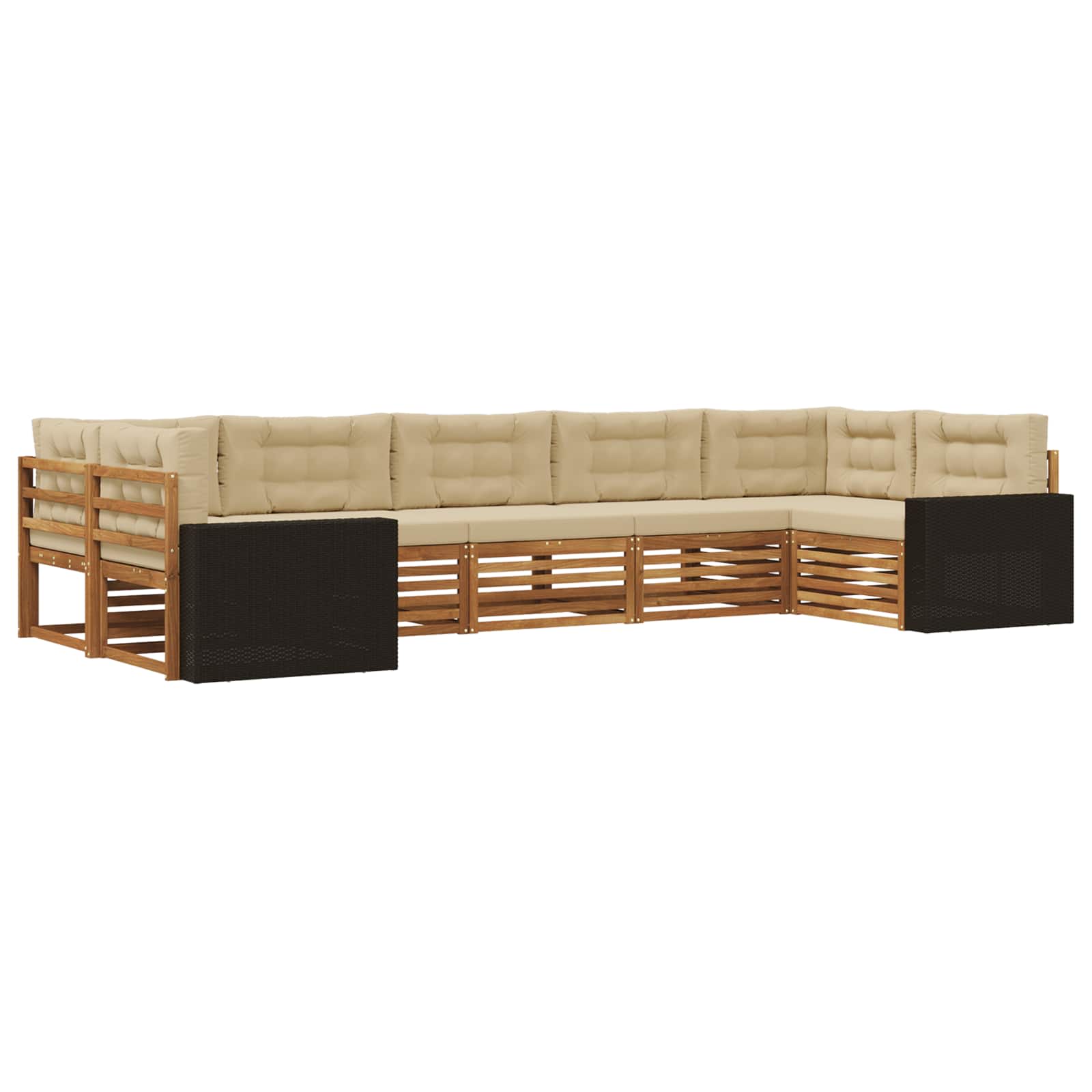 Set vanjskih sofa 7 pcs Prirodna i bež Čvrsto drvo akacije