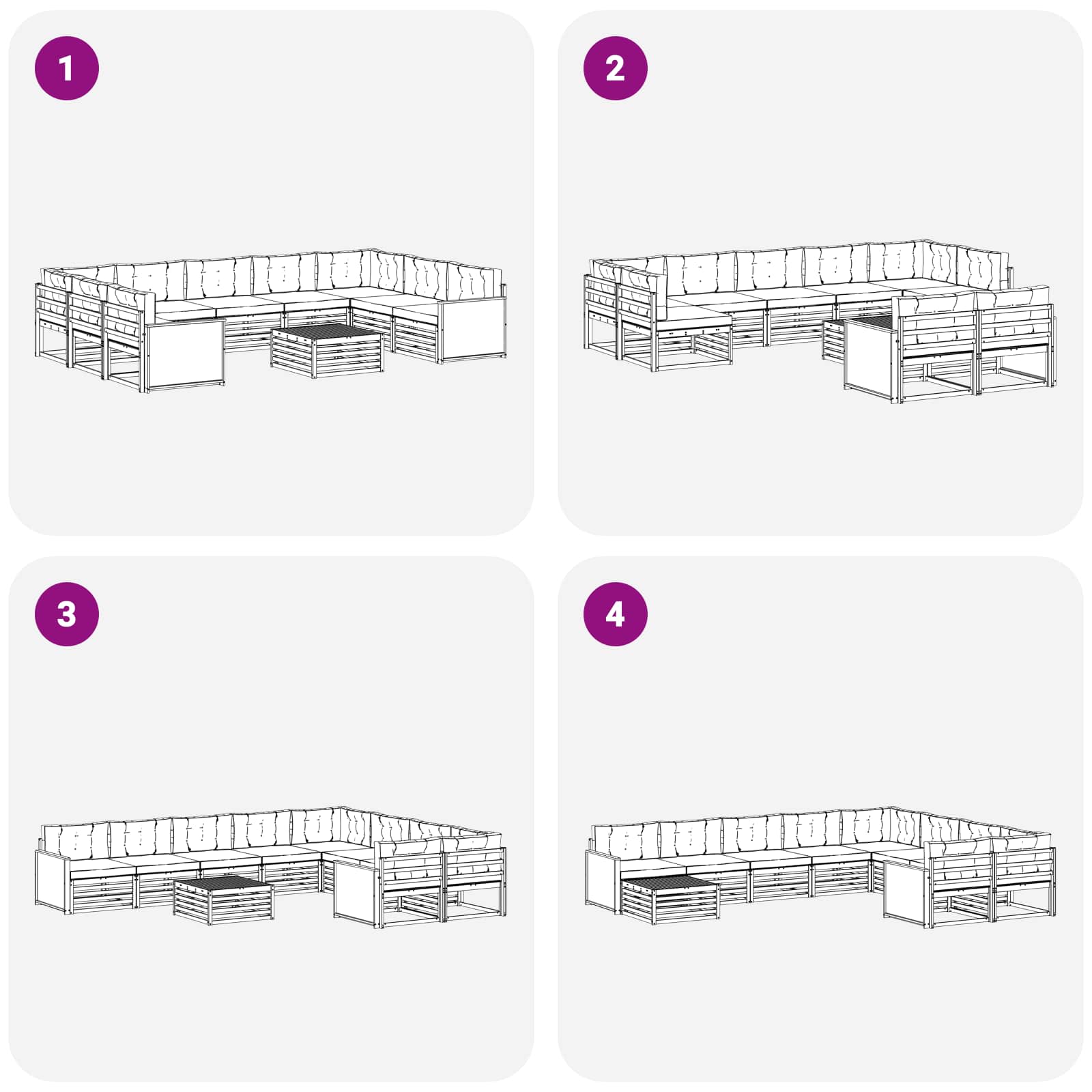 Set vanjskih sofa 10 pcs Prirodna i krem Čvrsto drvo akacije
