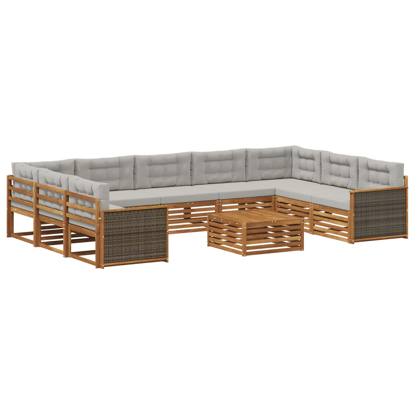 Set vanjskih sofa s jastukom 10 pcs Prirodna i svjetlosiva