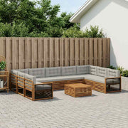 Set vanjskih sofa 10 kom. Prirodna i svjetlosiva Smeđa