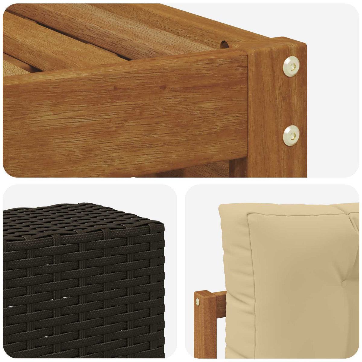 Set vanjskih sofa 10 kom. Prirodna i bež Čvrsto drvo akacije