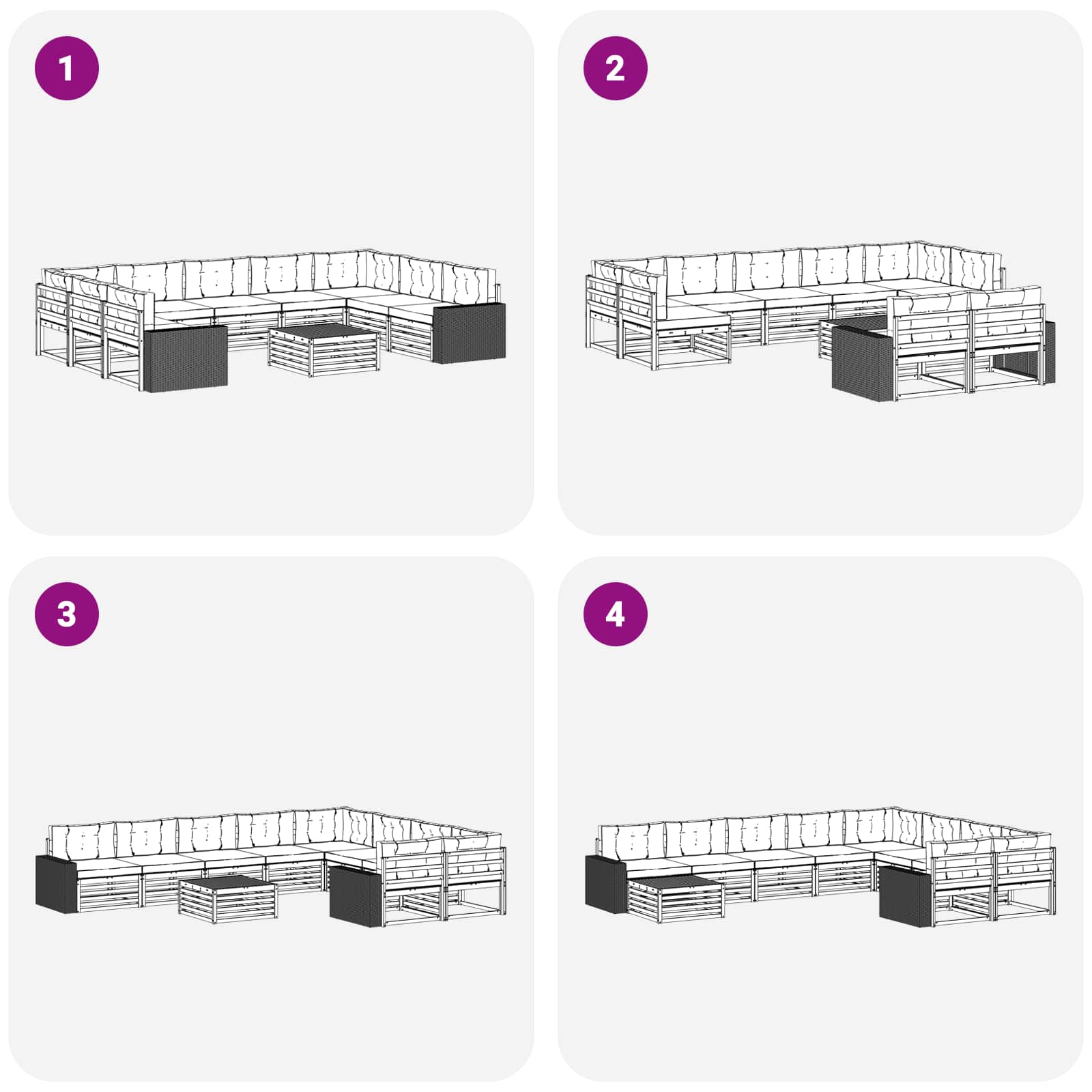 Set vanjskih sofa 10 pcs Prirodna i krem Čvrsto drvo akacije