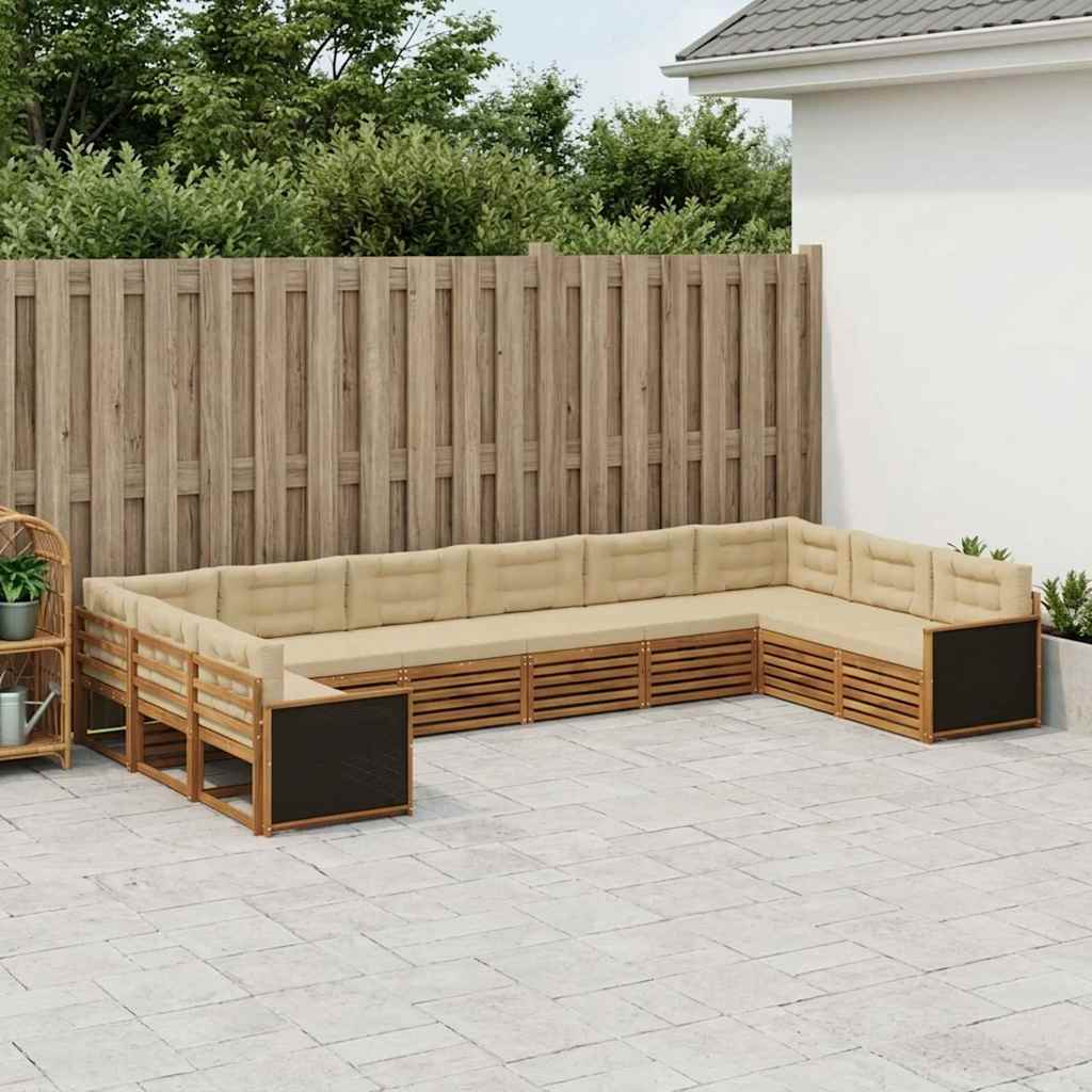 Setovi sofa 10 kom. Čvrsto drvo akacije