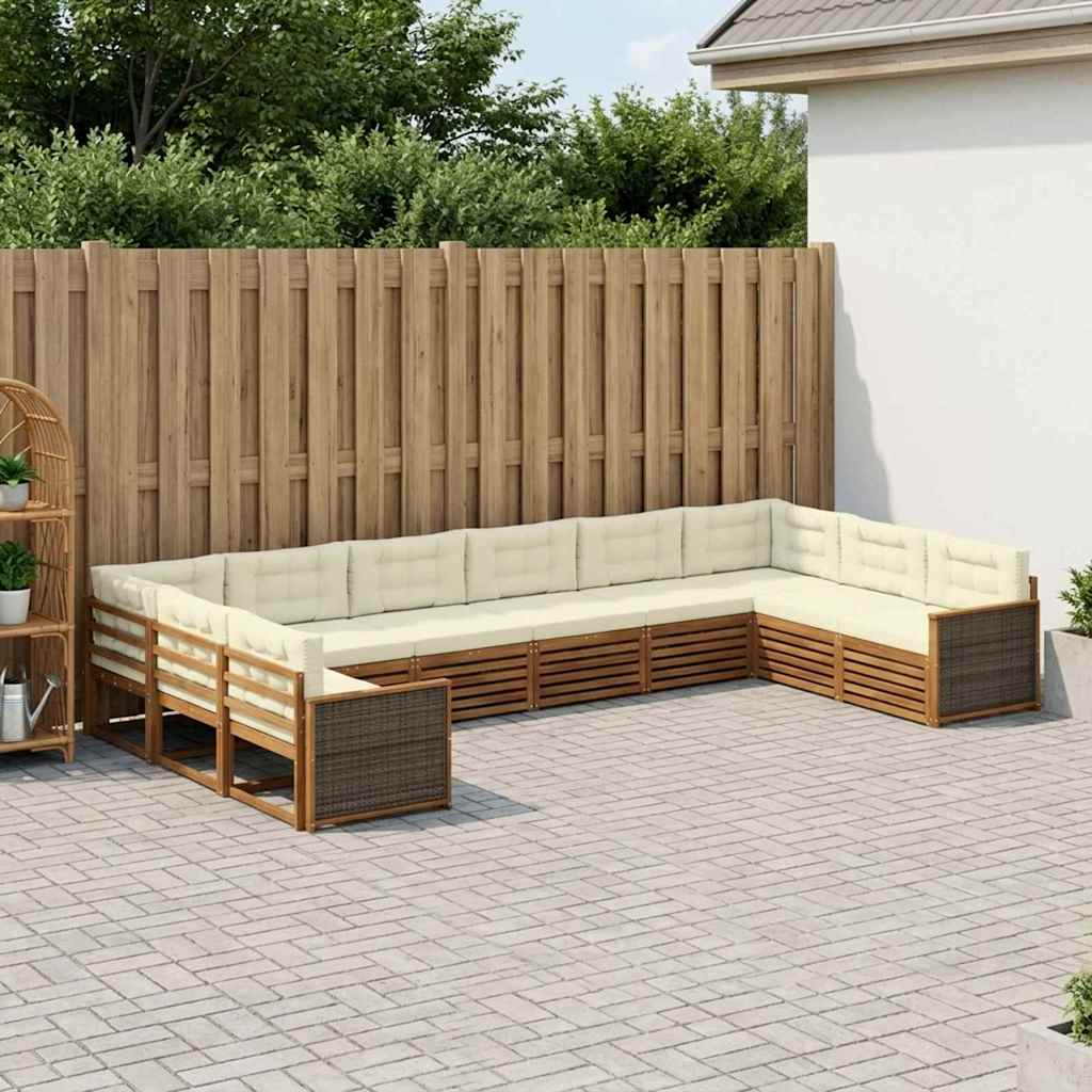 Setovi sofa 10 kom. Čvrsto drvo akacije