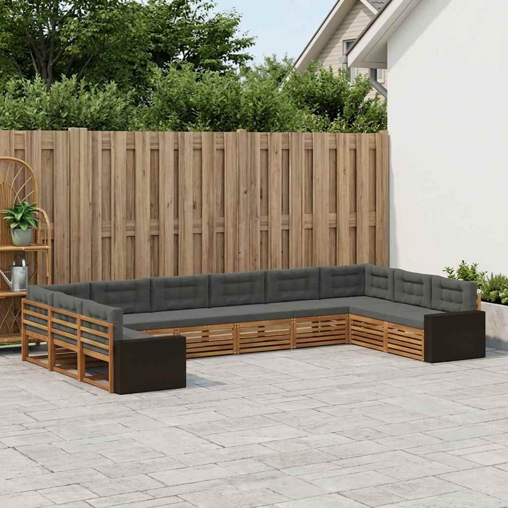 Setovi sofa s jastukom 10 pcs Čvrsto drvo akacije